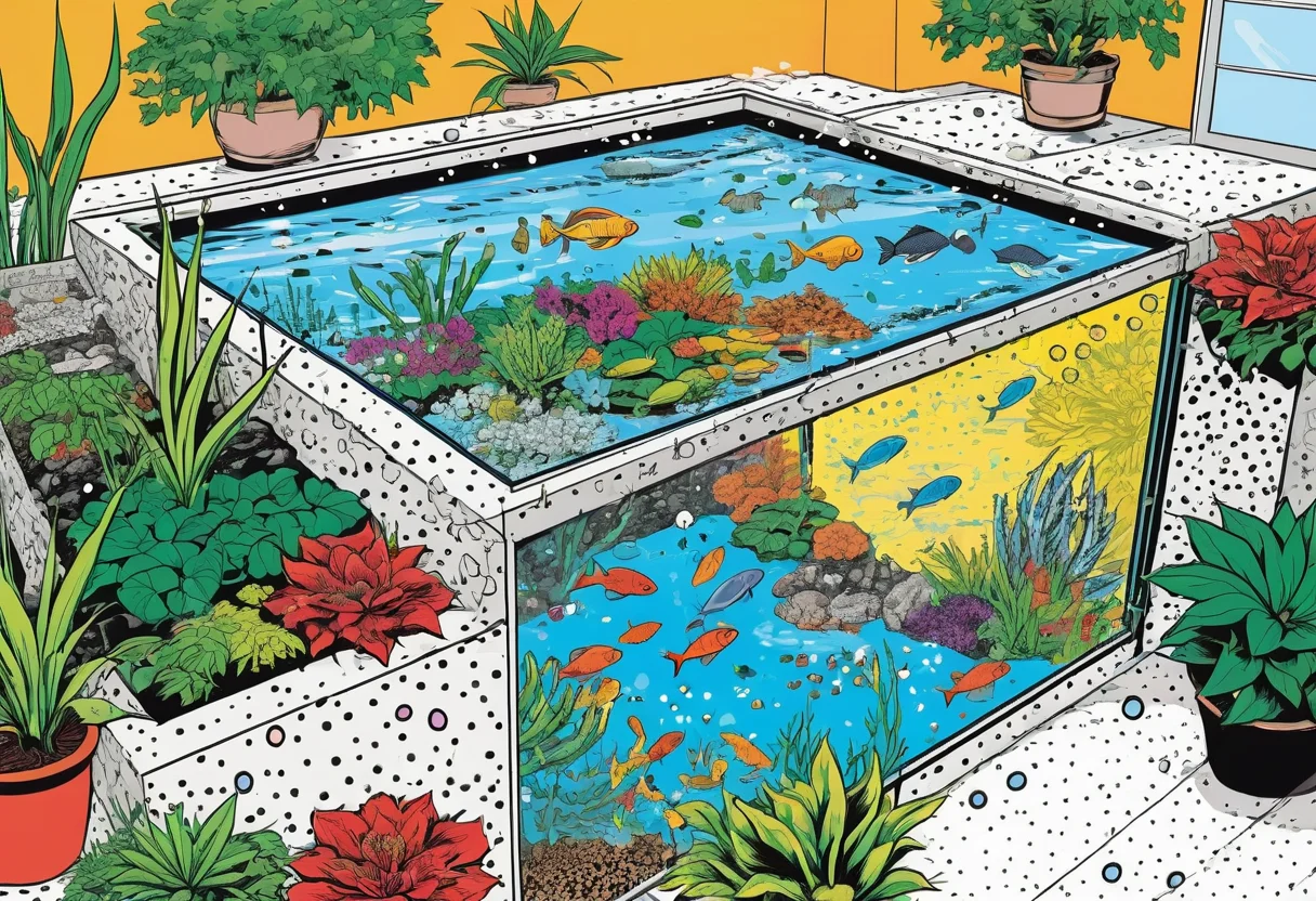 Strömungsoptimierte Aquarium Einrichtung mit speziell platzierten Pflanzen und Steinen
